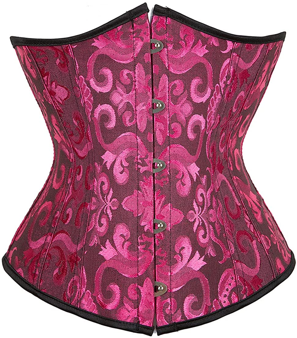 Frawirshau Women'S 9427 Lace up Boned Underbust Waist Trainer Corset Apparel & Accessories > Clothing > Underwear & Socks > Lingerie frawirshau Black Rose -9427 X-Large 