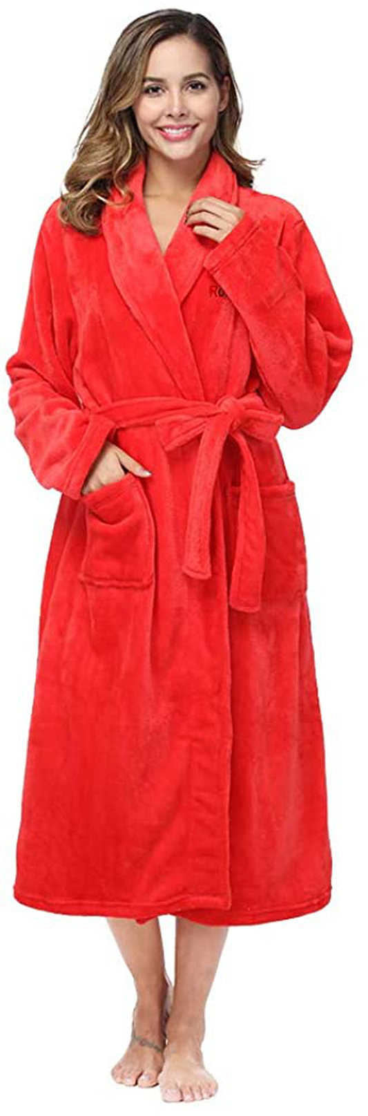 RONGTAI Womens Bathrobe Ladies Fleece Plush Warm Long Robes Apparel & Accessories > Clothing > Sleepwear & Loungewear > Robes Kylie Max   