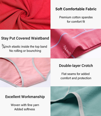 Wirarpa Women'S Cotton Stretch Underwear Comfy Mid Waisted Briefs Ladies Breathable Panties Multipack Apparel & Accessories > Clothing > Underwear & Socks > Underwear KYLIE MAX   