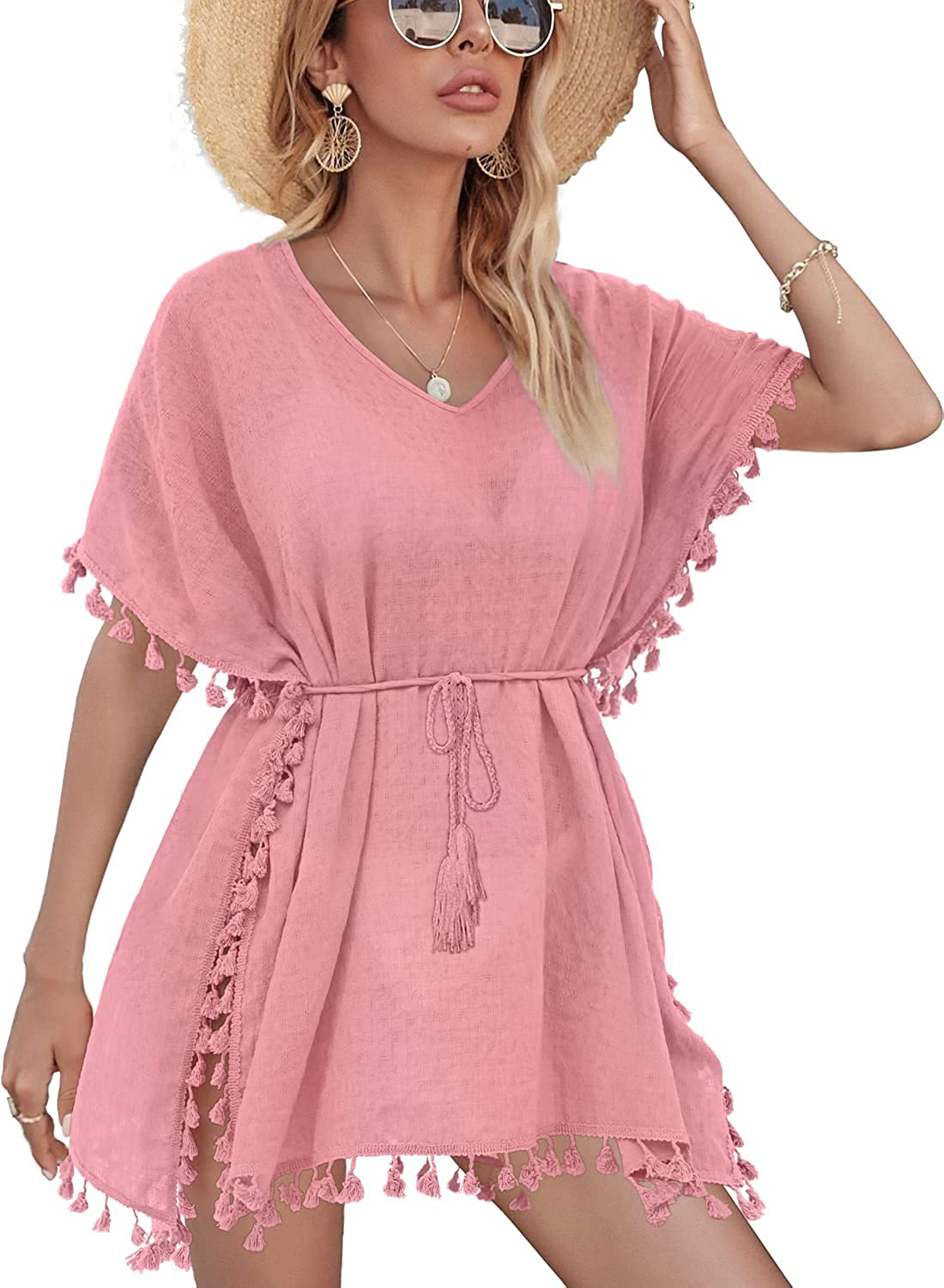 WIHOLL Women'S Tassel Swimsuit Beach Bathing Suit Cover Ups for Swimwear Apparel & Accessories > Clothing > Swimwear Kylie Max   