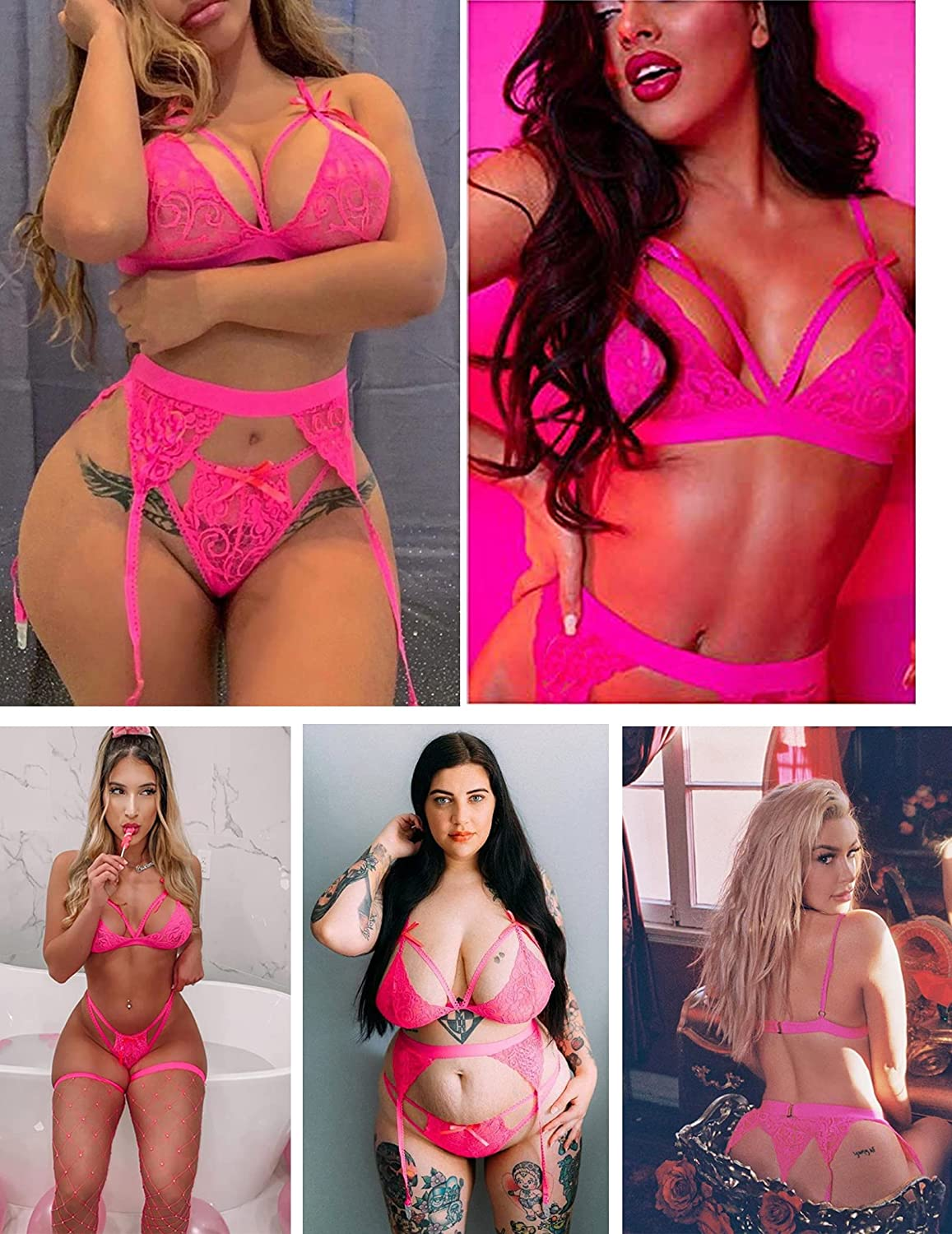 Avidlove Women Lingerie Set Lace Teddy Strap Babydoll Bodysuit with Garter Belts Apparel & Accessories > Clothing > Underwear & Socks > Lingerie Avidlove   