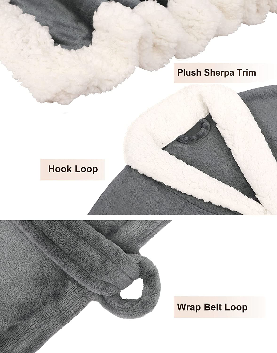Burklett Luxury Sherpa Trim Fleece Long Bath Robe with Pocket Apparel & Accessories > Clothing > Sleepwear & Loungewear > Robes Kylie Max   