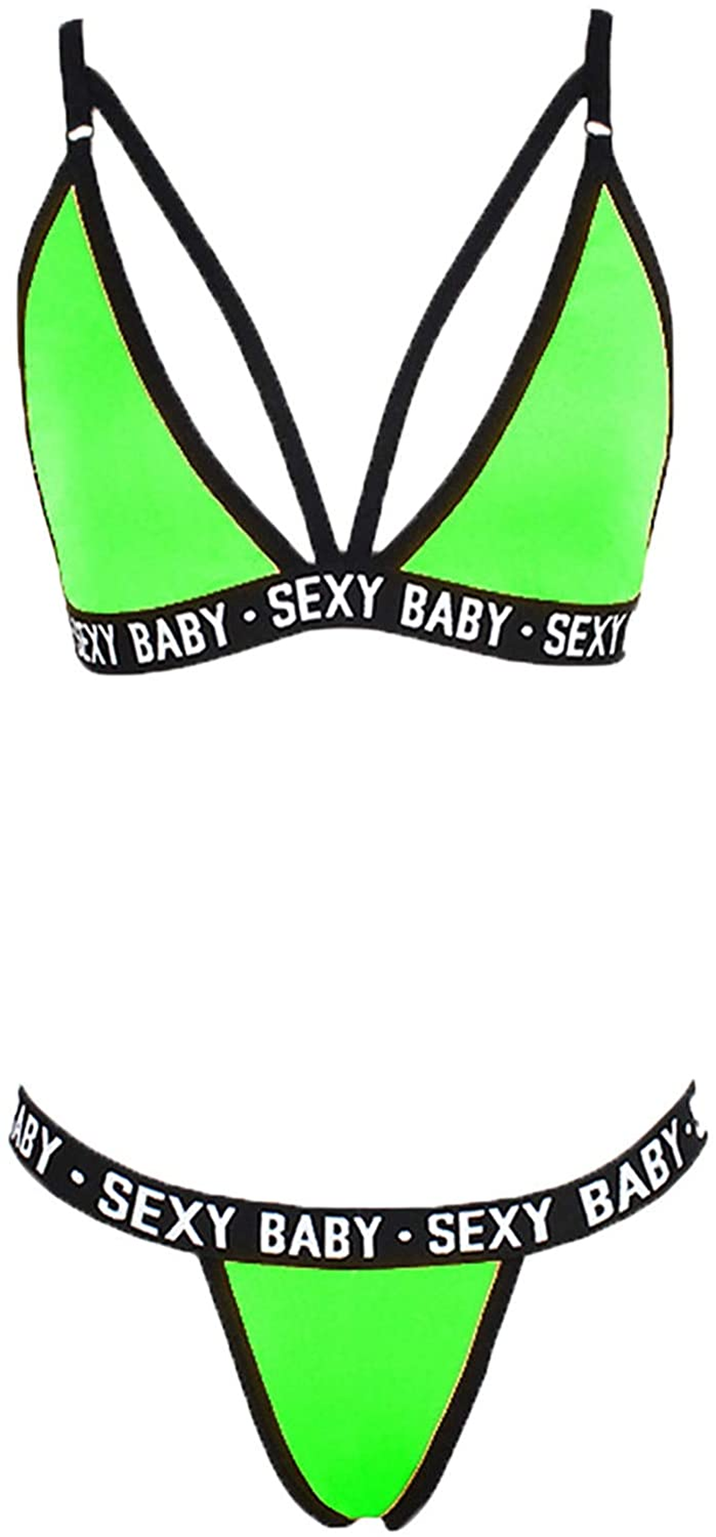 Women Sexy Lingerie Sleepwear Fashion Camo Print V-Collar Strappy Bra and Panty 2Pcs Sets Bodysuit Underwear Pajamas Apparel & Accessories > Clothing > Underwear & Socks > Lingerie Taswuw Green Medium 