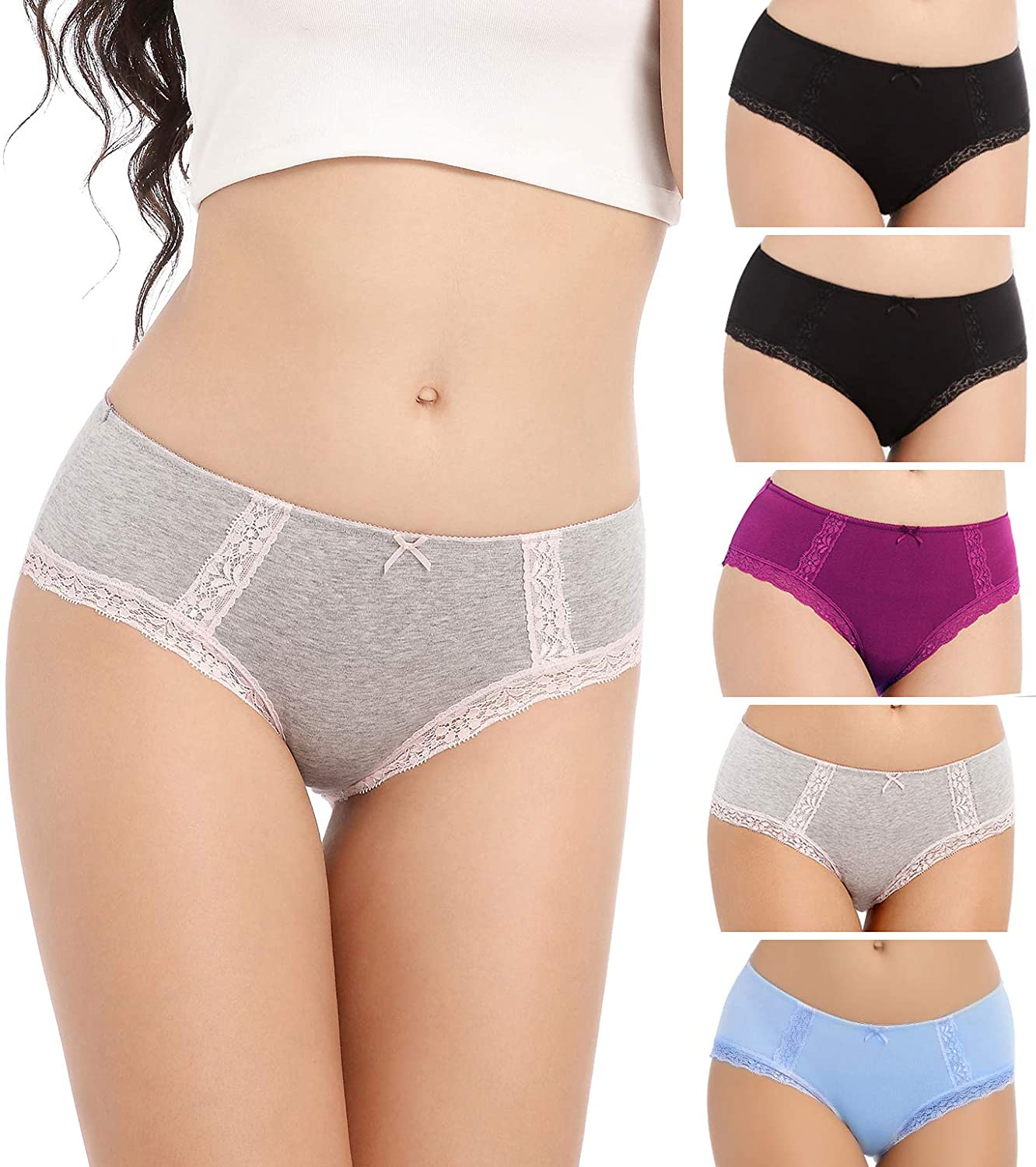 VOOKIIMO Soft Cotton Hipster Panties Womens Underwear Apparel & Accessories > Clothing > Underwear & Socks > Underwear VOOKIIMO Assorted of J Medium 
