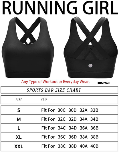 RUNNING GIRL Sports Bra for Women, Criss-Cross Back Padded Strappy Sports Bras Medium Support Yoga Bra with Removable Cups Apparel & Accessories > Clothing > Underwear & Socks > Bras Kylie Max   