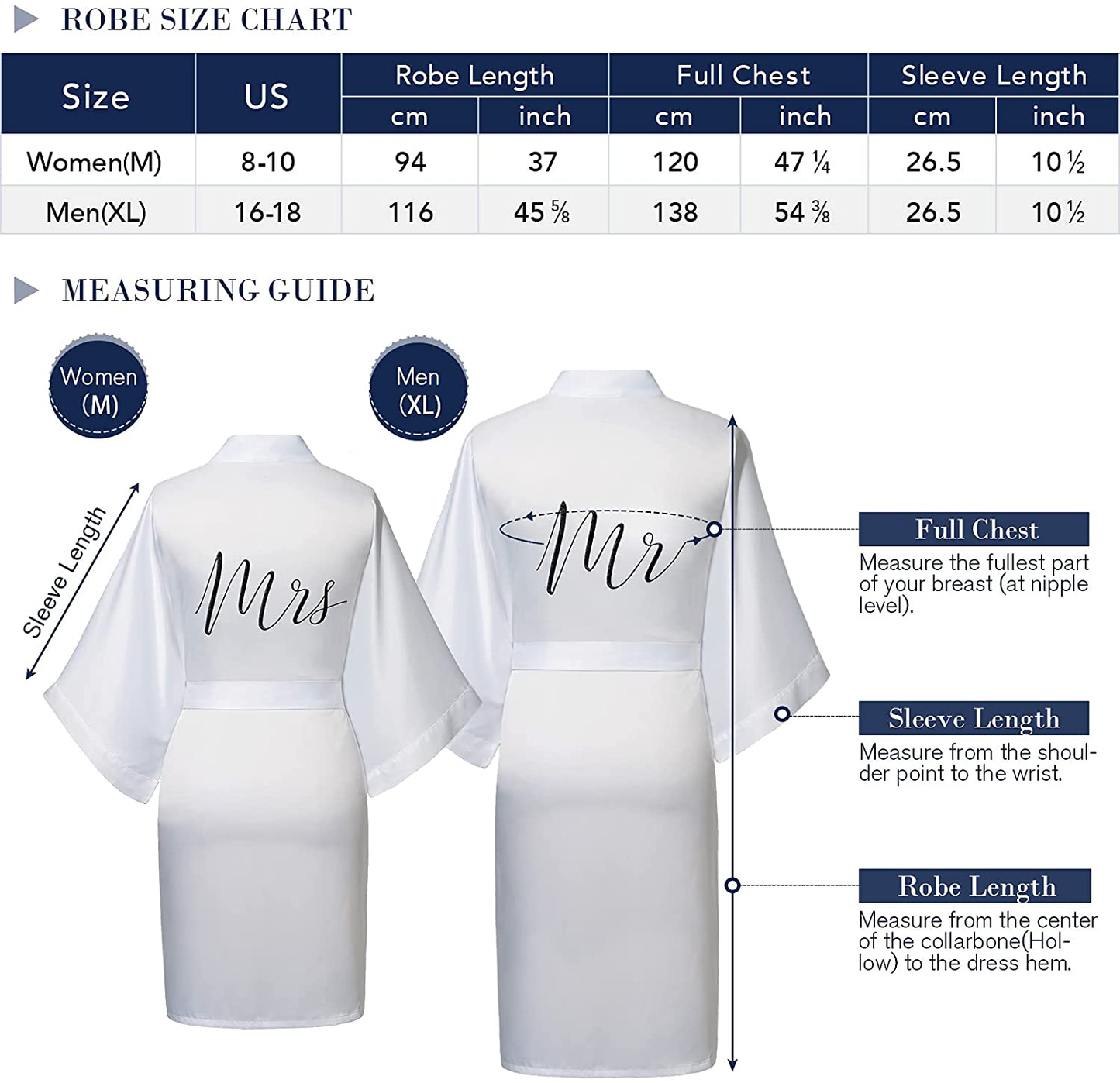 AW BRIDAL Matching Robes for Couples, 2Pcs Mr and Mrs Robes Satin Couple Robes Sleepwear Wedding Gifts for Women Men Apparel & Accessories > Clothing > Sleepwear & Loungewear > Robes Kylie Max   