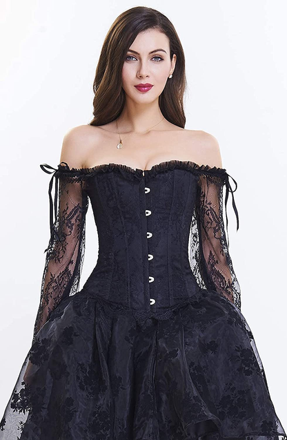 Corset Tops for Women Corset - Overbust Lingerie - Lace up Back Bustier Top - Fashion Corsets with Sleeve Apparel & Accessories > Clothing > Underwear & Socks > Lingerie SZIVYSHI   