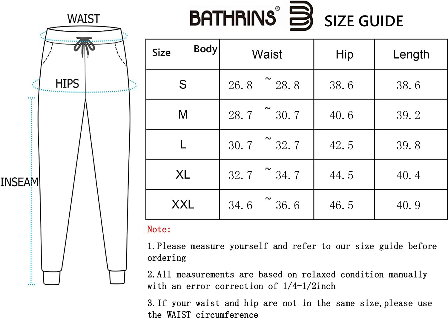 BATHRINS Women Tapered Joggers with Pockets – Casual Yoga High Waist Sweatpants Apparel & Accessories > Clothing > Activewear Kylie Max   