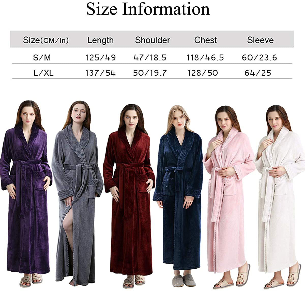 Long Bath Robe for Womens Plush Soft Fleece Bathrobes Nightgown Ladies Pajamas Sleepwear Housecoat Apparel & Accessories > Clothing > Sleepwear & Loungewear > Robes Kylie Max   