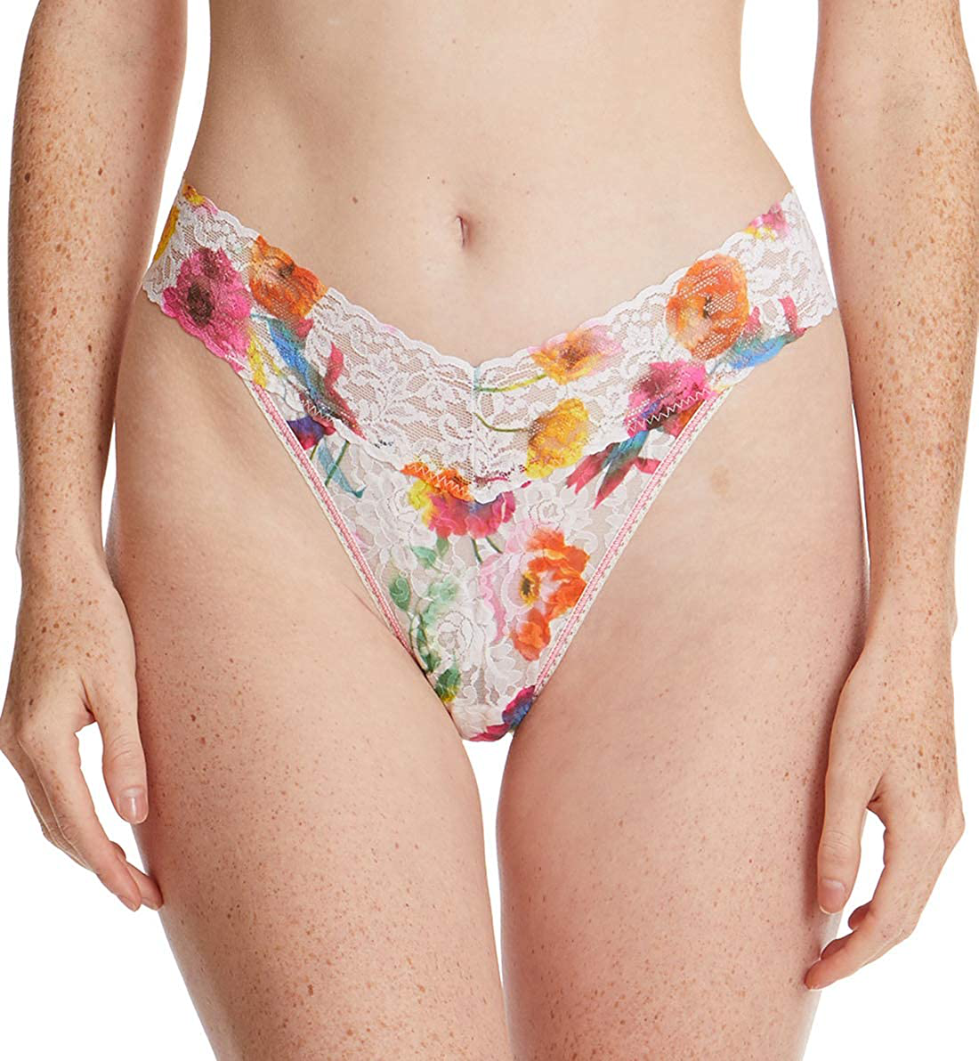 hanky panky, Signature Lace Original Rise Thong, One Size (4-14) Apparel & Accessories > Clothing > Underwear & Socks > Underwear hanky panky Floral Reflections One Size 
