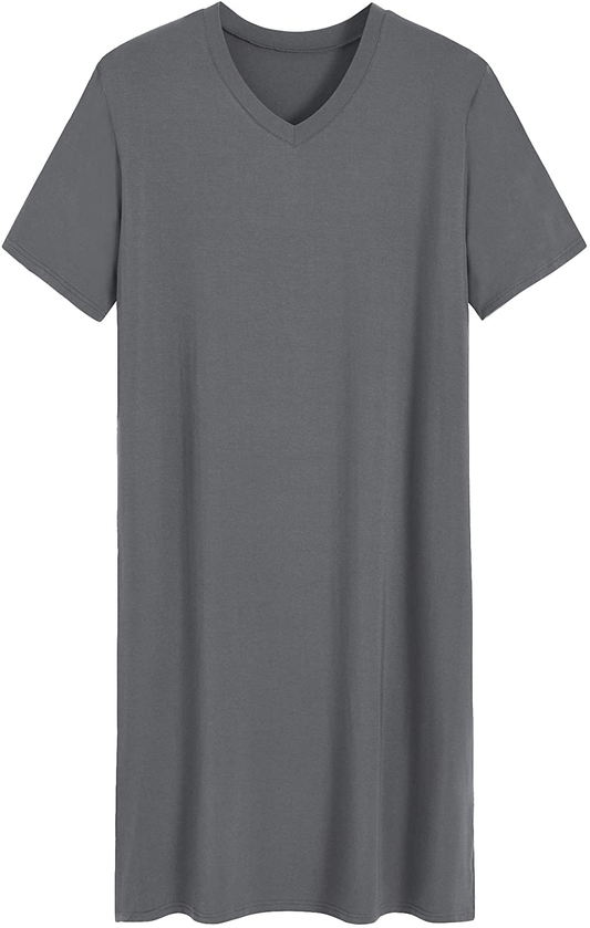 Latuza Men'S Bamboo Viscose Nightshirt Short Sleeves Sleep Shirt Apparel & Accessories > Clothing > Sleepwear & Loungewear > Nightgowns Kylie Max   
