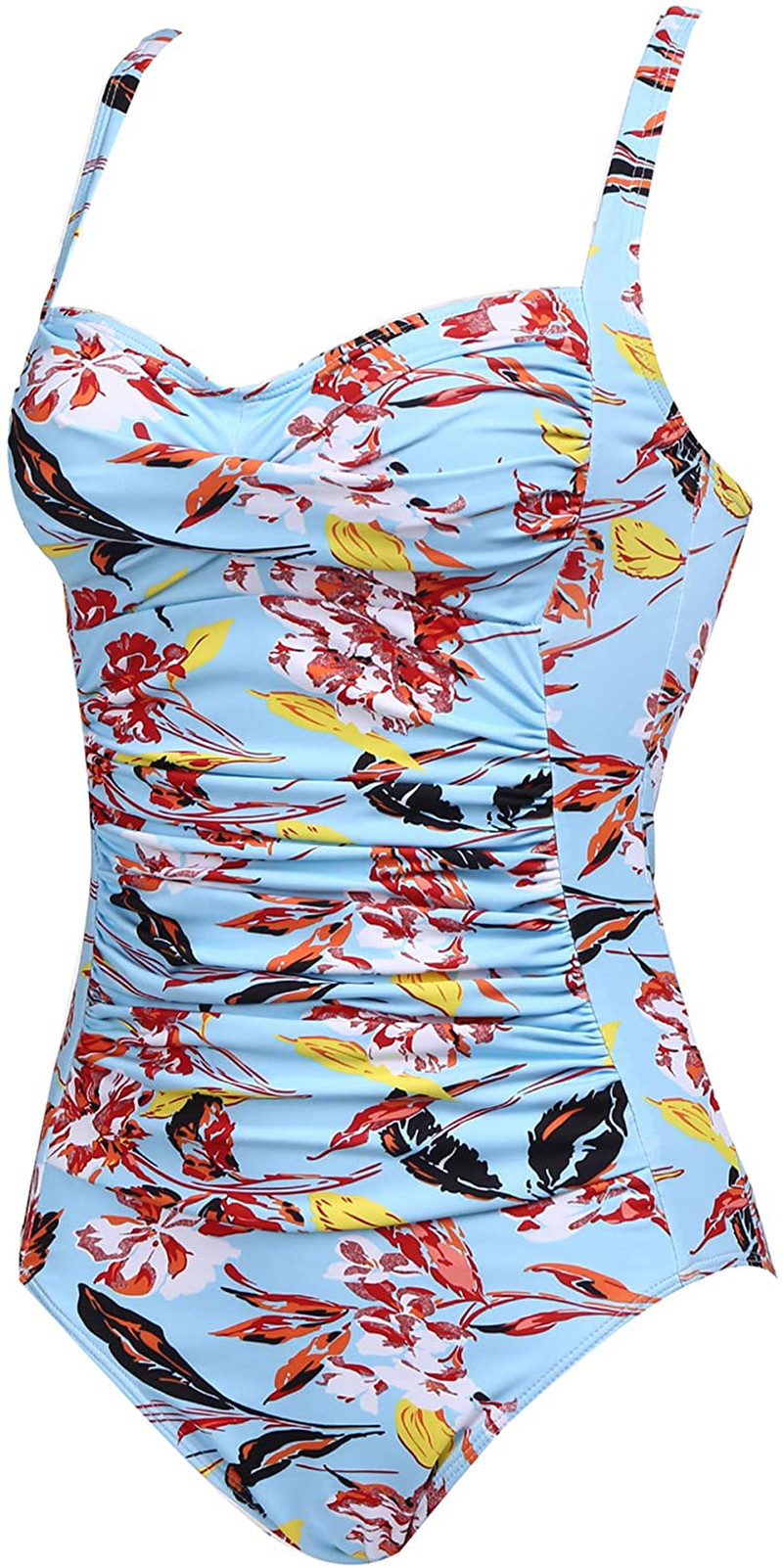 Ekouaer Womens One Piece Swimsuit Elegant Inspired Vintage Pin up Monokinis Tummy Control Swimwear Shirred Bathing Suits Apparel & Accessories > Clothing > Swimwear Kylie Max   