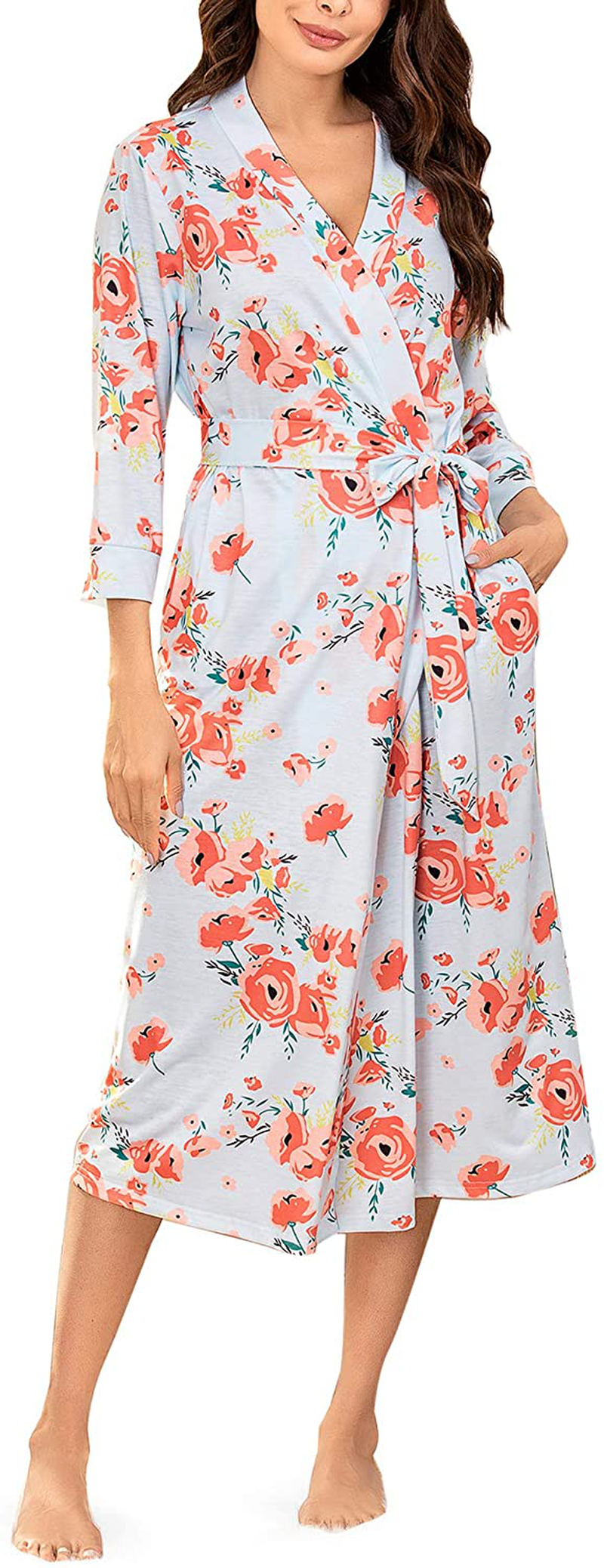 MAXMODA Women Kimono Robes Long Knit Bathrobe Soft Robe Casual Ladies Loungewear S-3XL Apparel & Accessories > Clothing > Sleepwear & Loungewear > Robes MAXMODA   