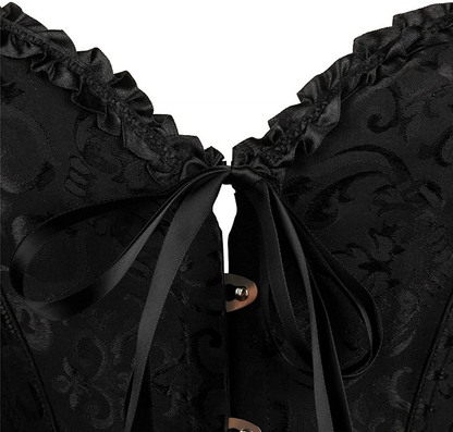 Lacing Corset for Women Lace Boned Overbust Body Shaper Bustier Sexy Satin Brocade Lingerie Shapewear Top Apparel & Accessories > Clothing > Underwear & Socks > Lingerie Generic   