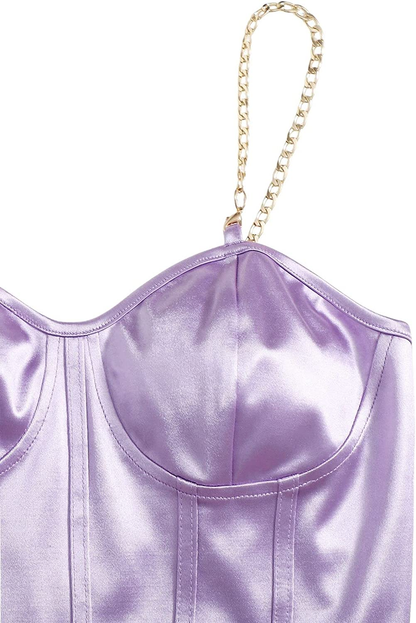 Shein Women'S Bustiers Corsets Crop Tops Chain Straps Party Clubwear Bodice Tank Top Apparel & Accessories > Clothing > Underwear & Socks > Lingerie SheIn   