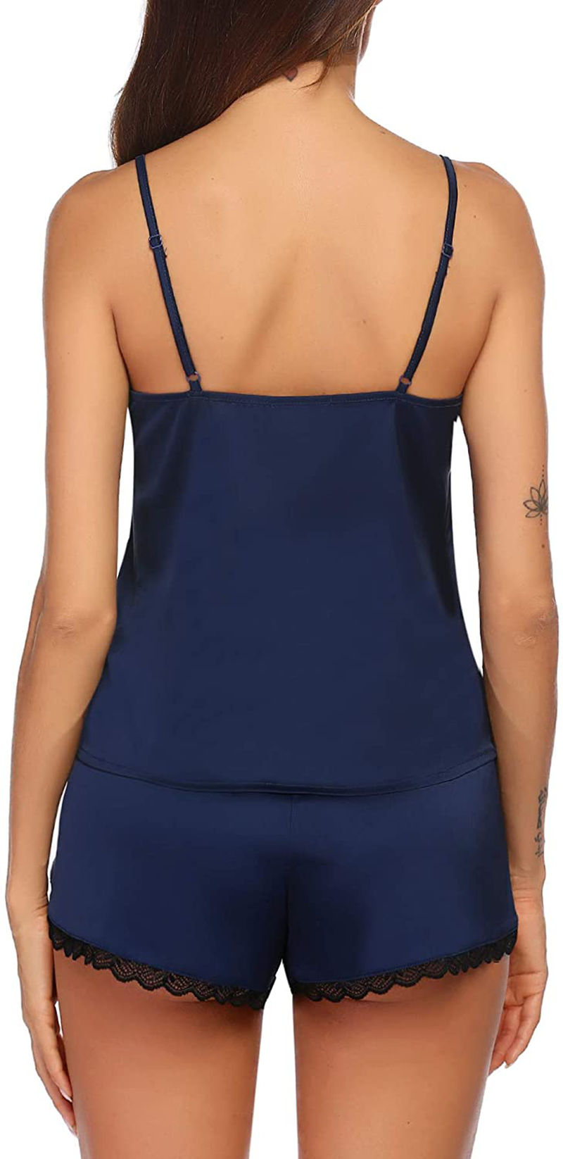 Ekouaer Womens Pajama Sets Sexy Lingerie Satin Sleepwear Cami Shorts Set V Neck Pj Lace Nightwear Apparel & Accessories > Clothing > Sleepwear & Loungewear Kylie Max   