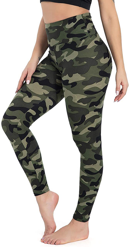 Gayhay High Waisted Leggings for Women - Soft Opaque Slim Tummy Control Printed Pants for Running Cycling Yoga Apparel & Accessories > Clothing > Activewear Gayhay Army Green Camo Large-X-Large 