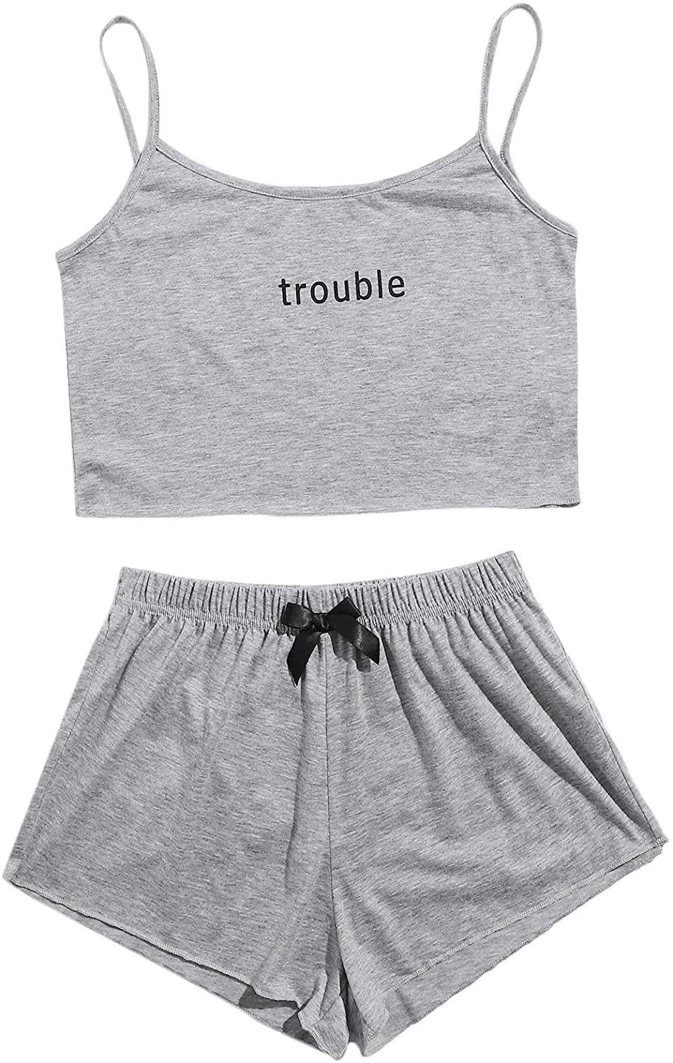 Sweatyrocks Women'S Suit Two Piece Outfits Sleeveless Crop Cami Top and Shorts Set Apparel & Accessories > Clothing > Sleepwear & Loungewear Kylie Max   