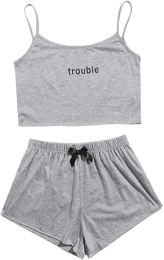 Sweatyrocks Women'S Suit Two Piece Outfits Sleeveless Crop Cami Top and Shorts Set Apparel & Accessories > Clothing > Sleepwear & Loungewear Kylie Max   