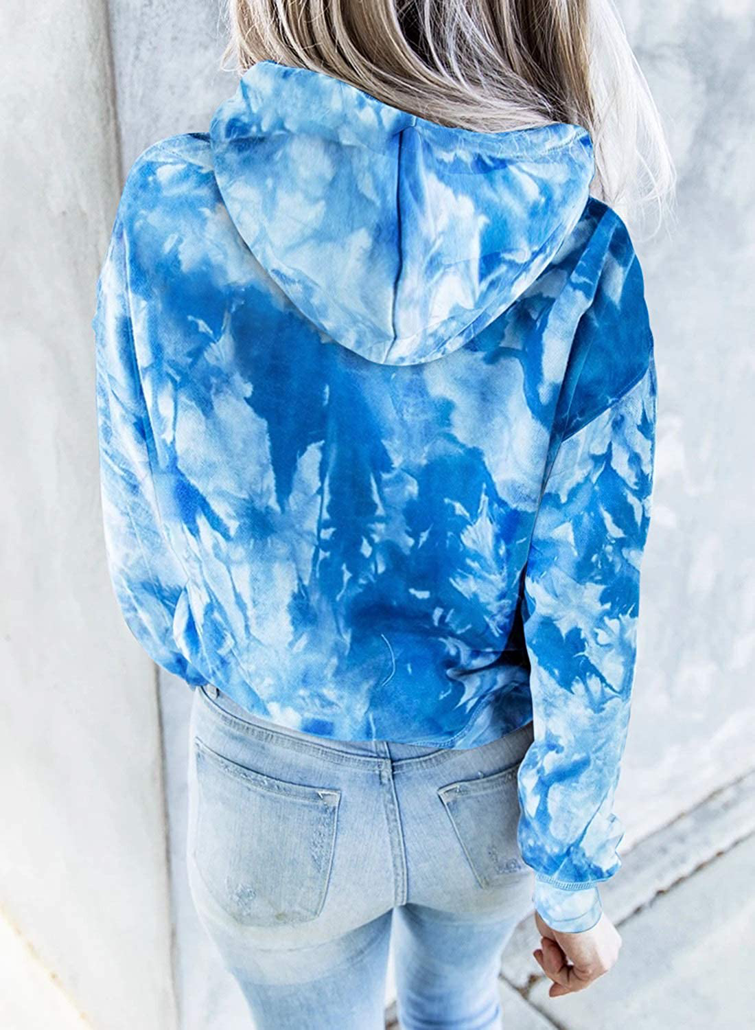 Eytino Women Hoodies Tops Tie Dye Printed Long Sleeve Drawstring Pullover Sweatshirts with Pocket(S-Xxl) Apparel & Accessories > Clothing > Activewear Kylie Max   