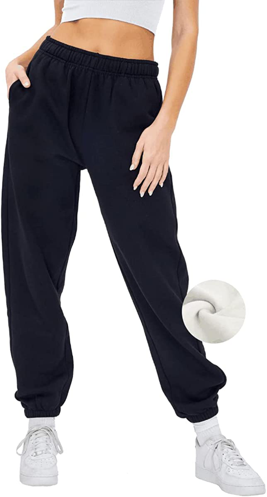 AUTOMET Women’S Winter Baggy Fleece Sweatpants High Waisted Joggers Pants Athletic Lounge Leggings with Pockets Apparel & Accessories > Clothing > Activewear Kylie Max   
