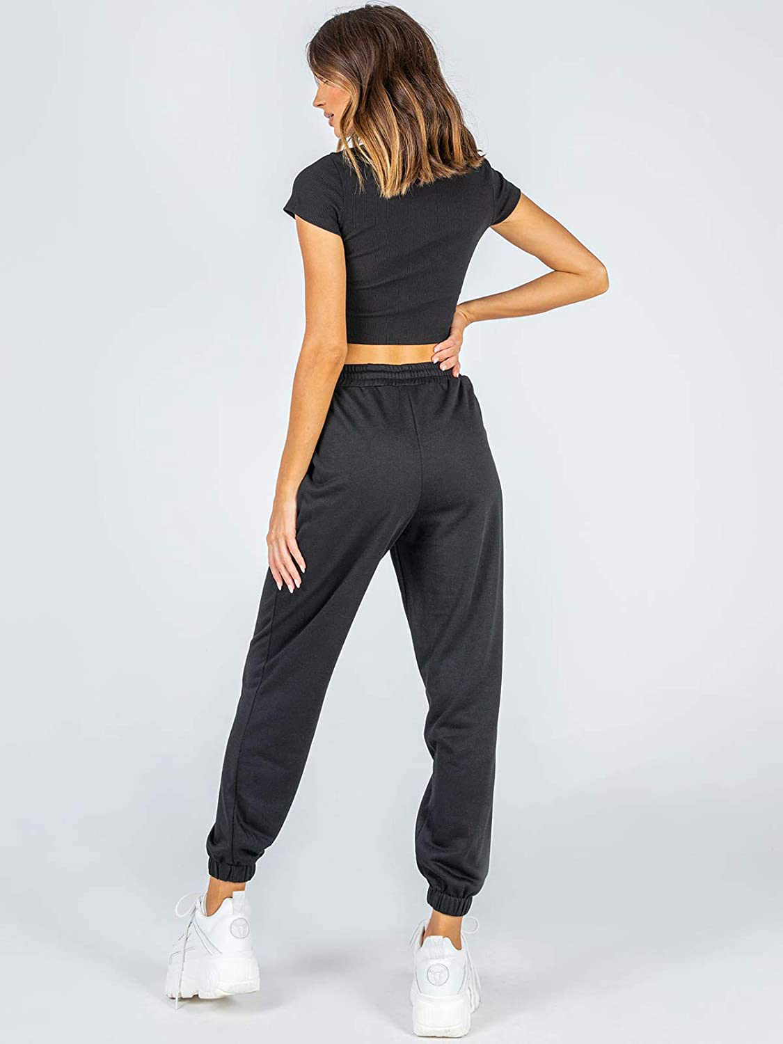 Ezymall Womens Sweatpants Comfy High Waisted Workout Athletic Lounge Joggers Pants with Pockets Apparel & Accessories > Clothing > Activewear Kylie Max   