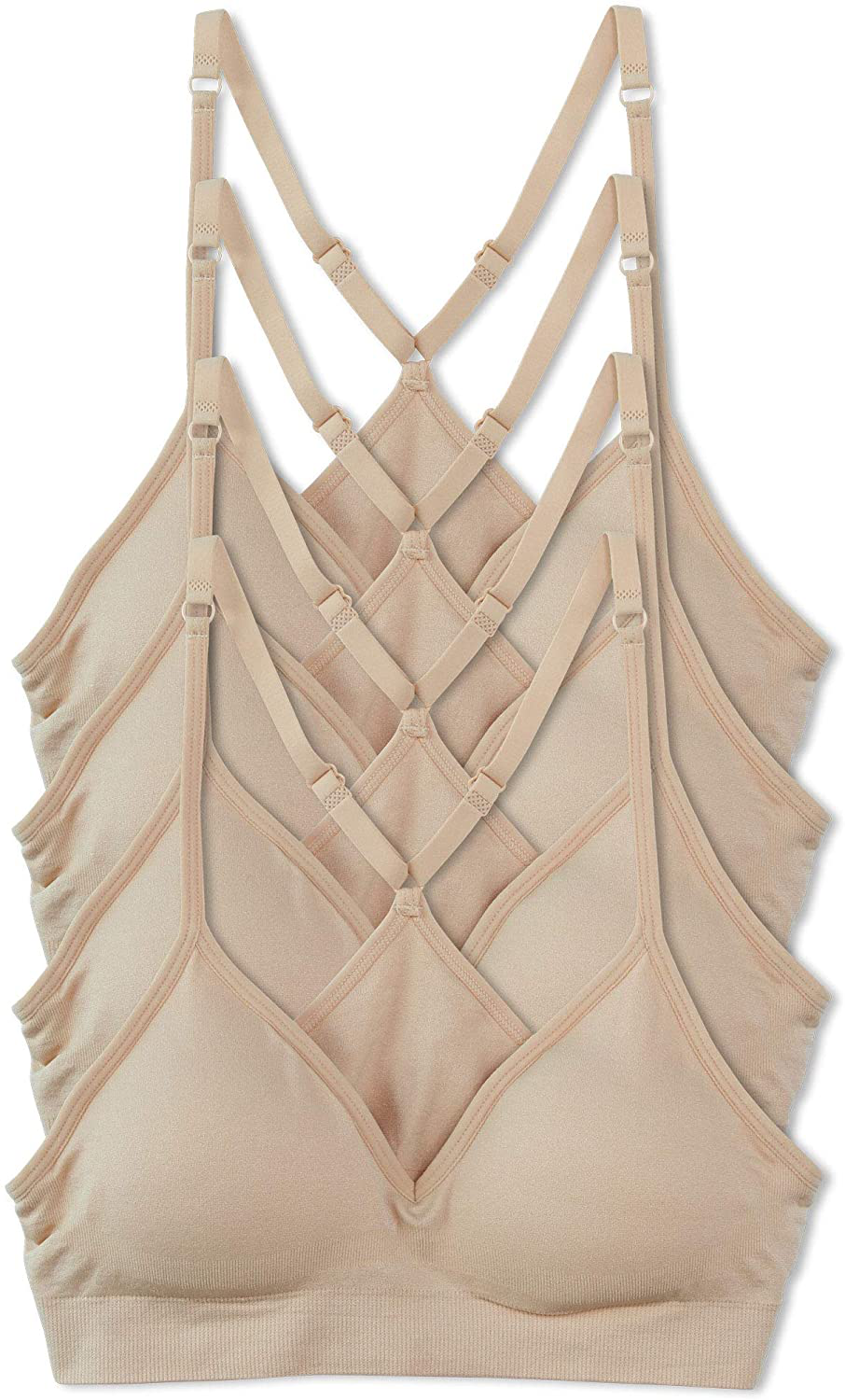 Kalon 4 Pack Racerback Sports Bralette V Neck for Women Apparel & Accessories > Clothing > Underwear & Socks > Bras Kylie Max   