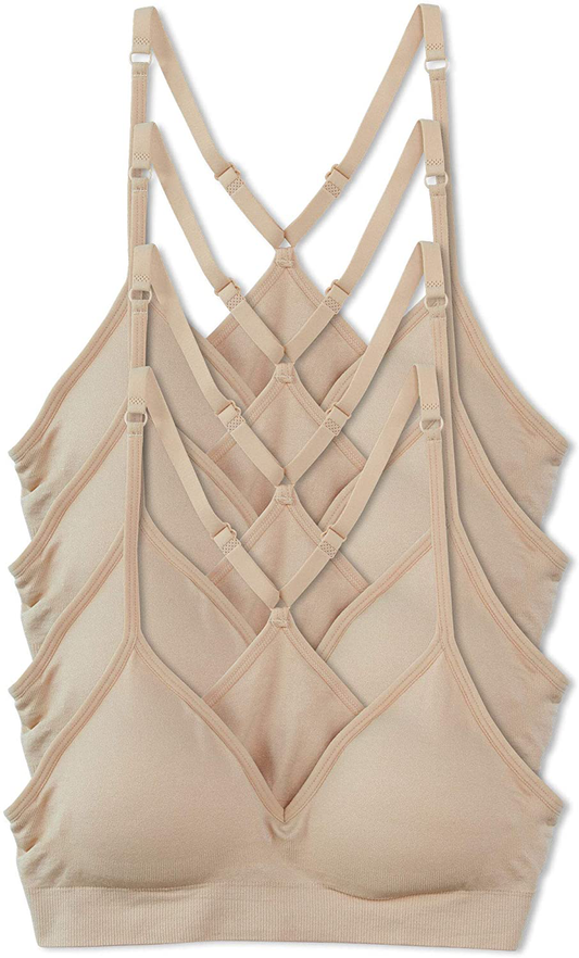 Kalon 4 Pack Racerback Sports Bralette V Neck for Women Apparel & Accessories > Clothing > Underwear & Socks > Bras Kylie Max   