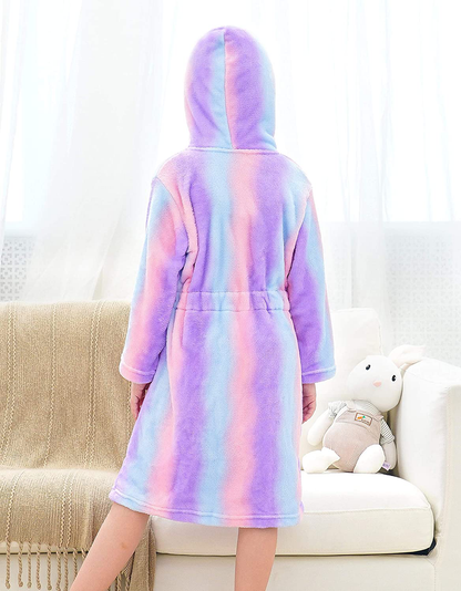 Doctor Unicorn Soft Hooded Rainbow Bathrobe Sleepwear for Girls Apparel & Accessories > Clothing > Sleepwear & Loungewear > Robes Kylie Max   