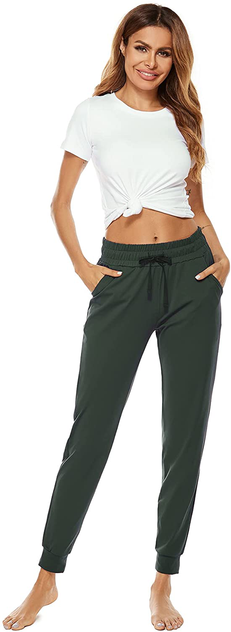 BATHRINS Women Tapered Joggers with Pockets – Casual Yoga High Waist Sweatpants Apparel & Accessories > Clothing > Activewear Kylie Max   