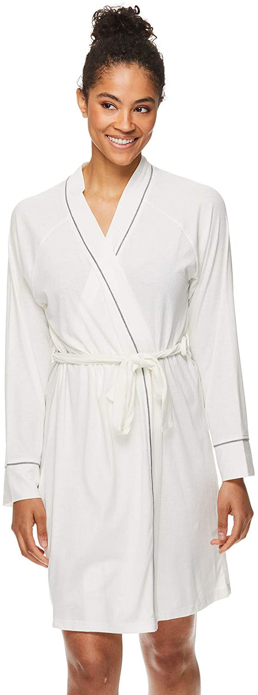 Tahari Womens Lightweight Short Robe Bathrobe Sleepwear Soft Loungewear S-XXL Apparel & Accessories > Clothing > Sleepwear & Loungewear > Robes TAHARI Ivory X-Large 
