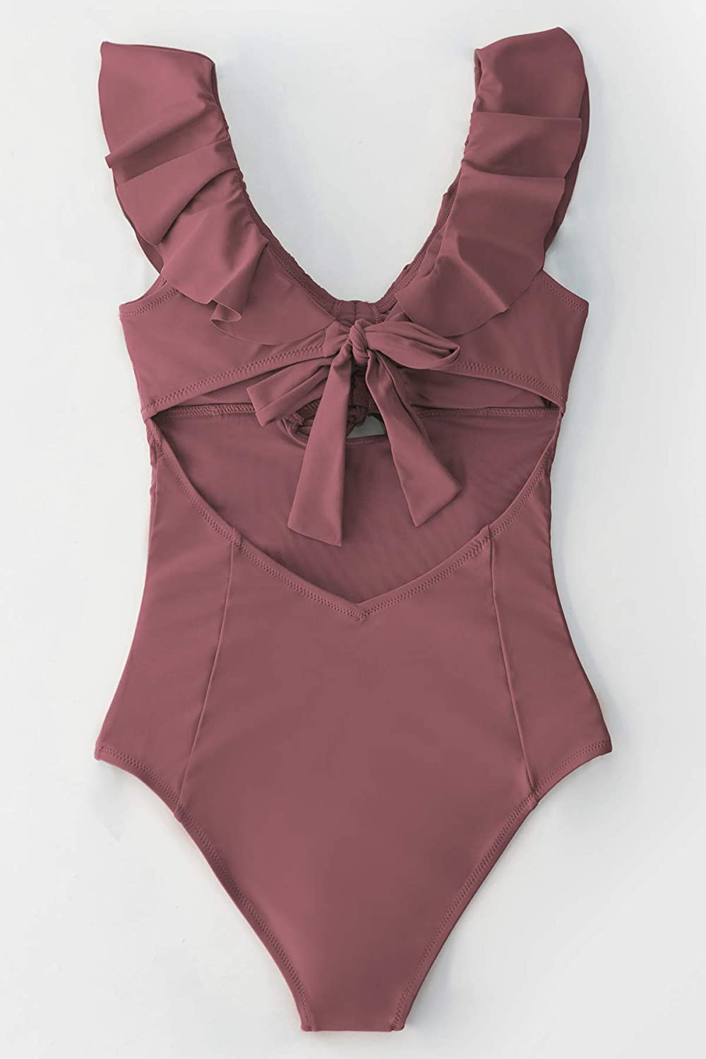 CUPSHE Women'S Ruby Red Ruffled Back Tie One Piece Swimsuit Apparel & Accessories > Clothing > Swimwear Kylie Max   