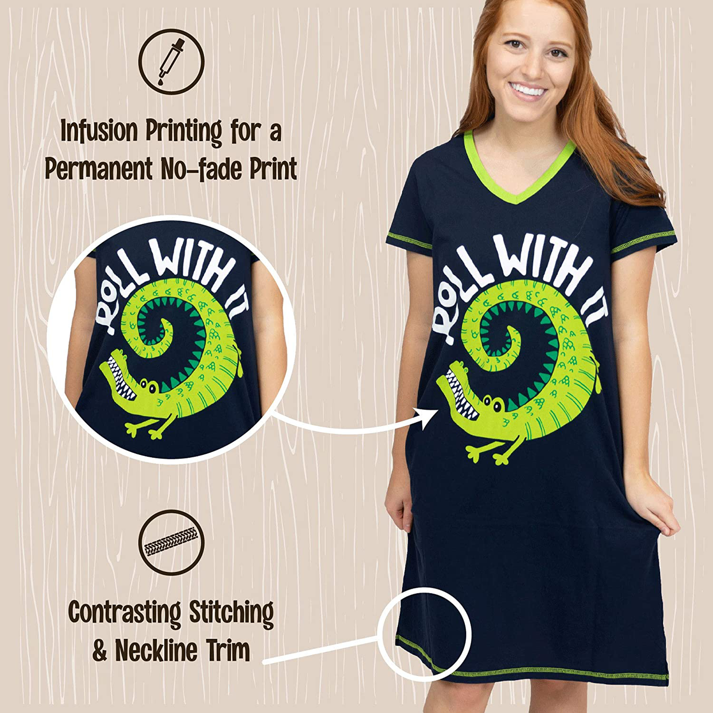 Lazy One V-Neck Nightshirts for Women, Animal Designs Apparel & Accessories > Clothing > Sleepwear & Loungewear > Nightgowns Kylie Max   