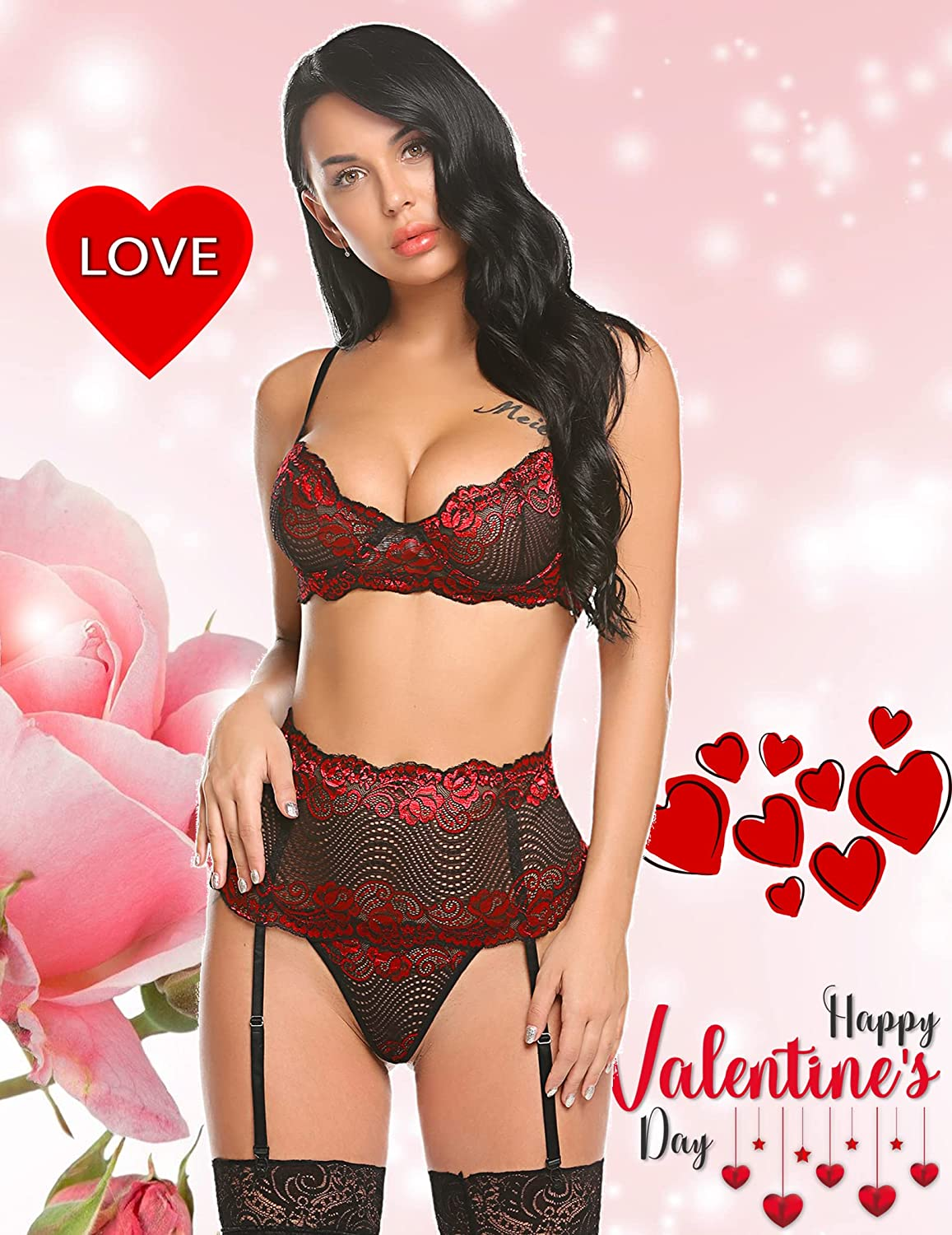 Avidlove Women Lingerie Set with Garter Belts Sexy Bra and Panty Underwire Lingerie Sets Apparel & Accessories > Clothing > Underwear & Socks > Lingerie Avidlove   