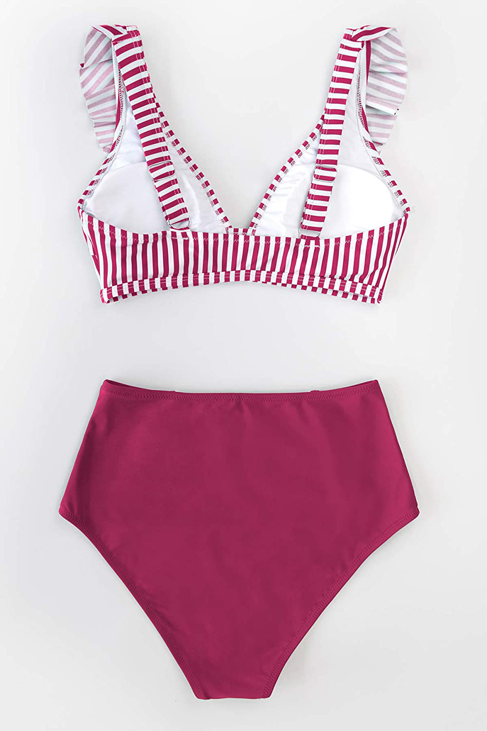 CUPSHE Women's High Waist Bikini Swimsuit Ruffle Floral Print Two Piece Bathing Suit Apparel & Accessories > Clothing > Swimwear CUPSHE   