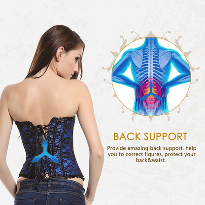 Loboo Idea Women'S Lace up Boned Overbust Corset Bustier Bodyshaper Top, Trim Corset Overbust Waist Cincher Bustier Top Apparel & Accessories > Clothing > Underwear & Socks > Lingerie Loboo Idea   