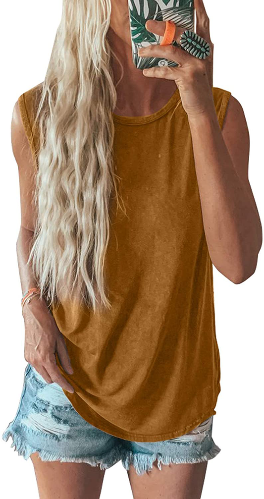Dokotoo Womens Crew Neck Tank Tops Summer Leopard Detail Print Top Casual Cami Shirts Blouses S-XXL Apparel & Accessories > Clothing > Activewear Kylie Max   