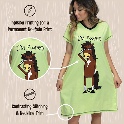 Lazy One V-Neck Nightshirts for Women, Farm Animal Designs Apparel & Accessories > Clothing > Sleepwear & Loungewear > Nightgowns Kylie Max   
