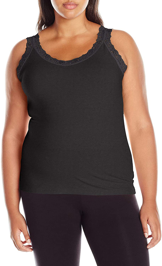 JUST MY SIZE Women'S plus Size Stretch Jersey Lace Trim Tank Apparel & Accessories > Clothing > Activewear Kylie Max   