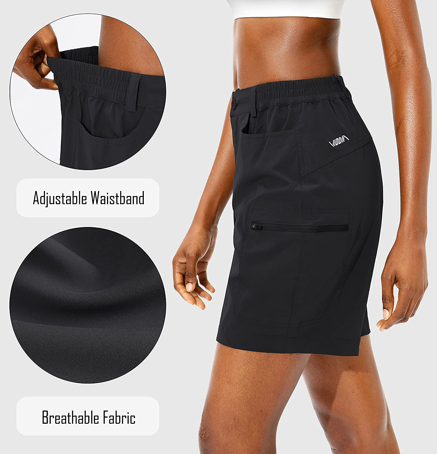 Viodia Women'S Hiking Cargo Shorts Quick Dry Stretch Lightweight Camping Shorts for Women with Zipper Pockets Apparel & Accessories > Clothing > Shorts Kylie Max   