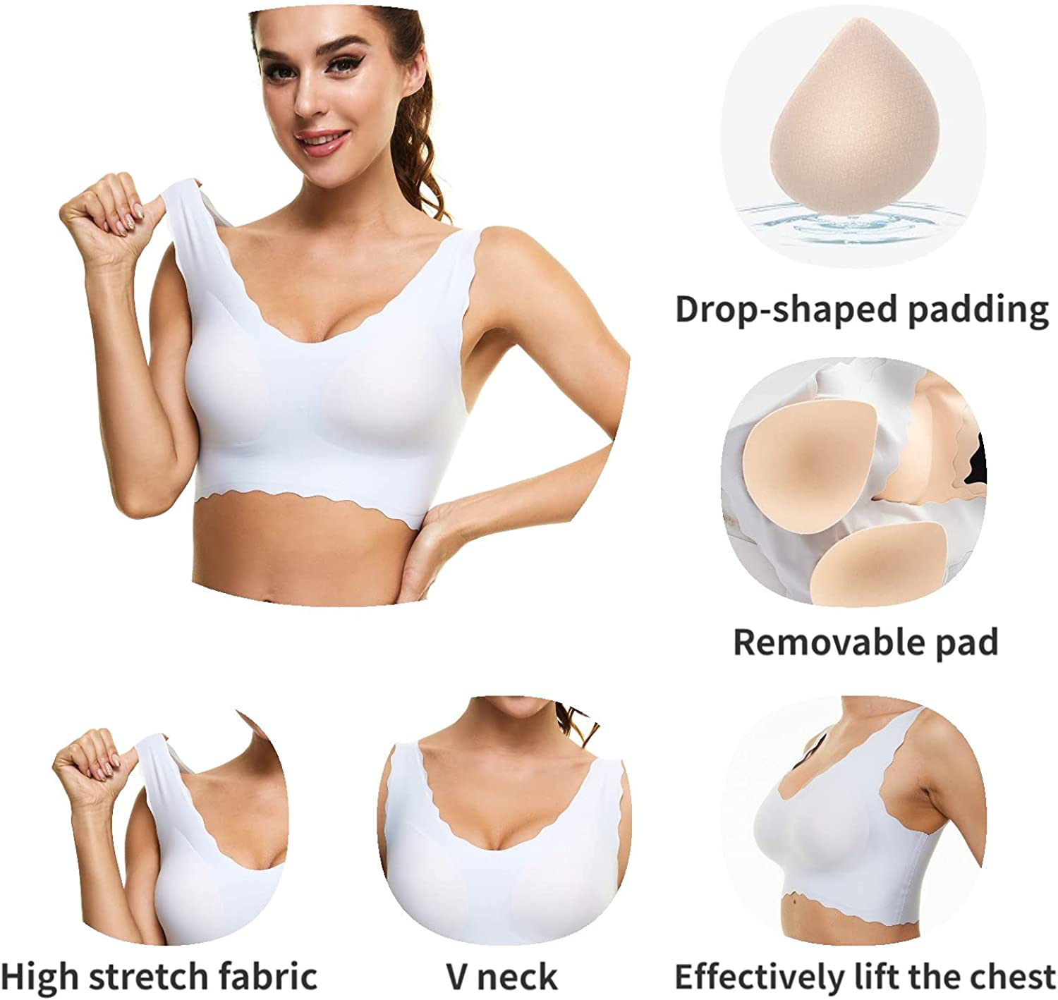 UOTJCNR Women'S Seamless Wireless Invisible Bra Comfy Sleep Bras Thin Soft Daily Bras for Yoga Sport Apparel & Accessories > Clothing > Underwear & Socks > Bras Kylie Max   