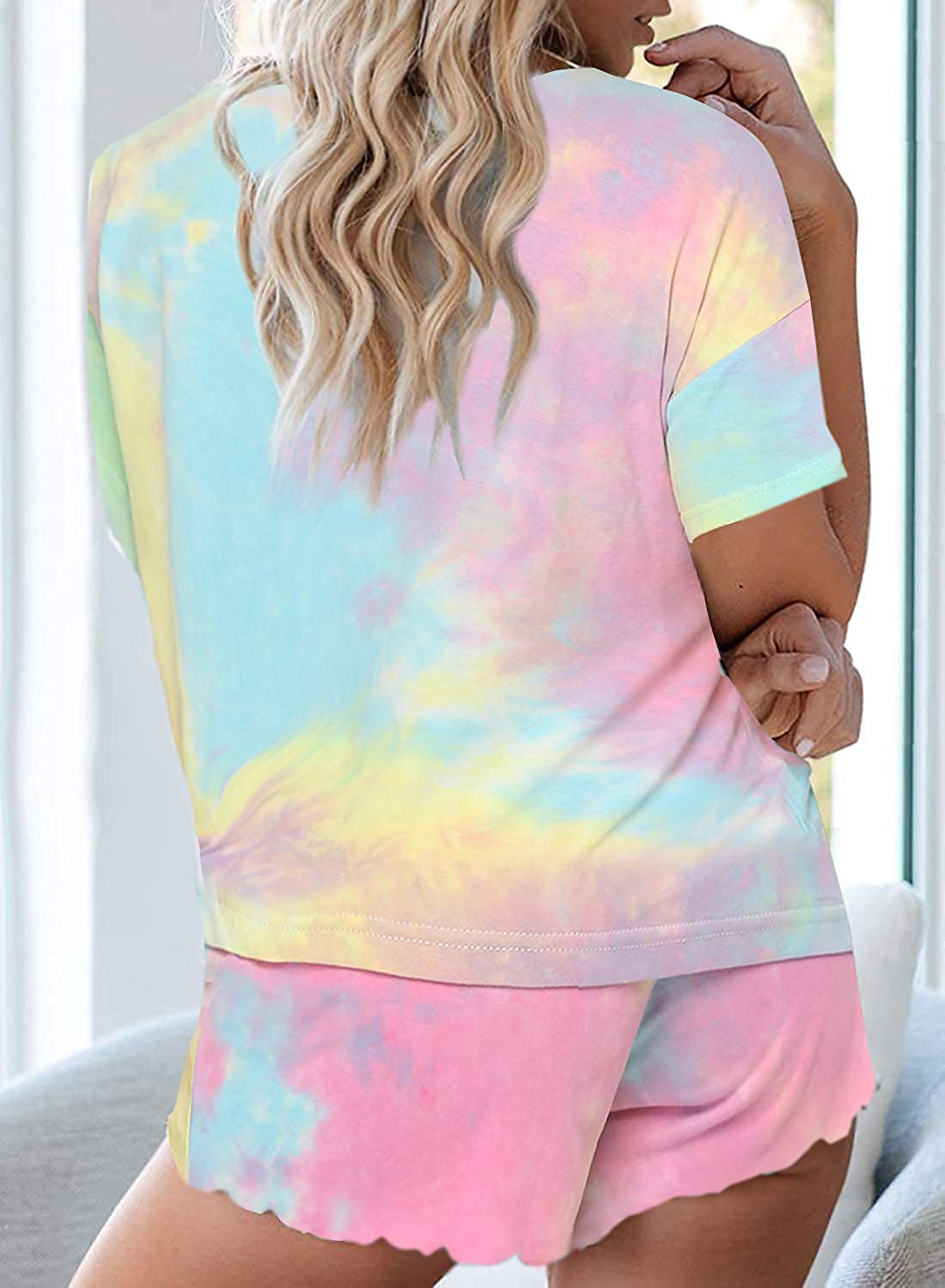 Ekouaer Tie Dye Pajamas Set Womens Loungewear Sleepwear 2 Piece PJ Sets Apparel & Accessories > Clothing > Sleepwear & Loungewear > Pajamas Ekouaer   