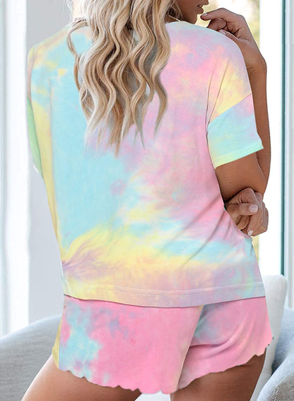 Ekouaer Tie Dye Pajamas Set Womens Loungewear Sleepwear 2 Piece PJ Sets Apparel & Accessories > Clothing > Sleepwear & Loungewear > Pajamas Ekouaer   