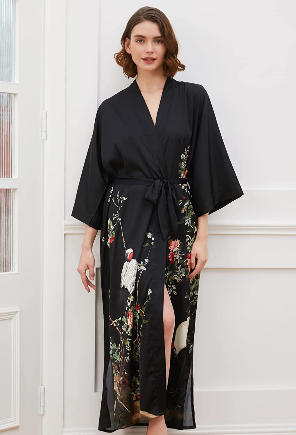 Ledamon Women'S Kimono Robe Long - Classic Pocket Floral Bathrobe Nightgown Apparel & Accessories > Clothing > Sleepwear & Loungewear > Robes Ledamon   