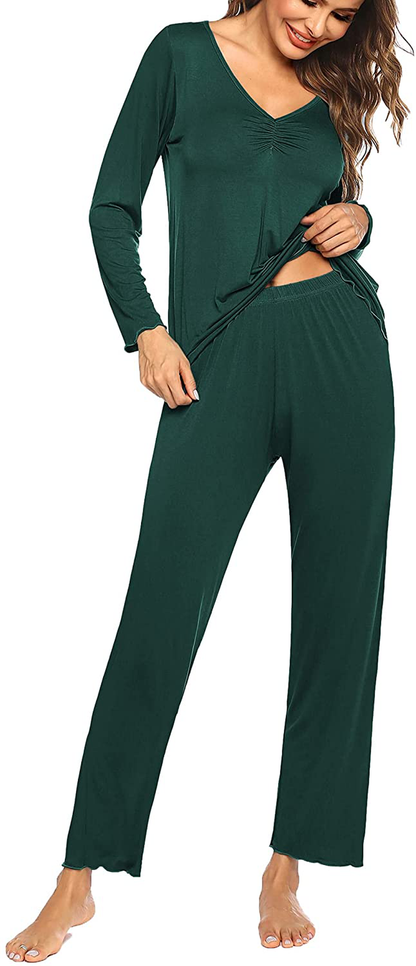 Ekouaer Women'S Pajama Set Long Sleeve Sleepwear Soft Loungewear Sets Pajamas Top and Pants Pjs S-XXL Apparel & Accessories > Clothing > Sleepwear & Loungewear Kylie Max   