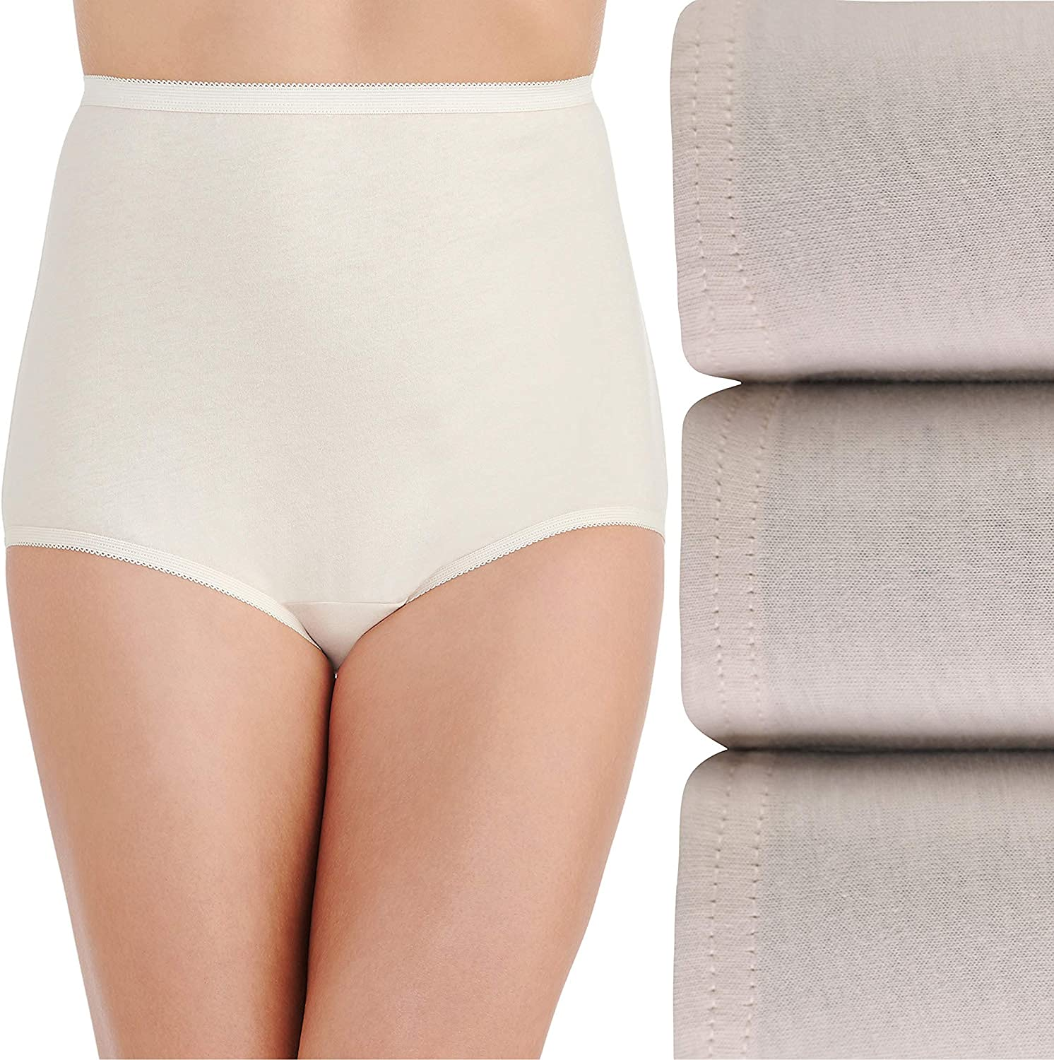 Vanity Fair Women'S Perfectly Yours Traditional Brief Panties Apparel & Accessories > Clothing > Underwear & Socks > Underwear Vanity Fair Cotton - 3 Pack - Fawn Cotton 9