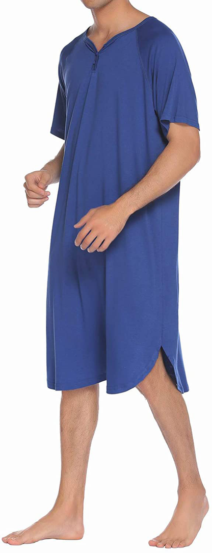 Ekouaer Sleepwear Men'S Nightshirt Short Sleeve Pajamas Comfy Big & Tall Henley Sleep Shirt M-XXXL Apparel & Accessories > Clothing > Sleepwear & Loungewear > Nightgowns Kylie Max   