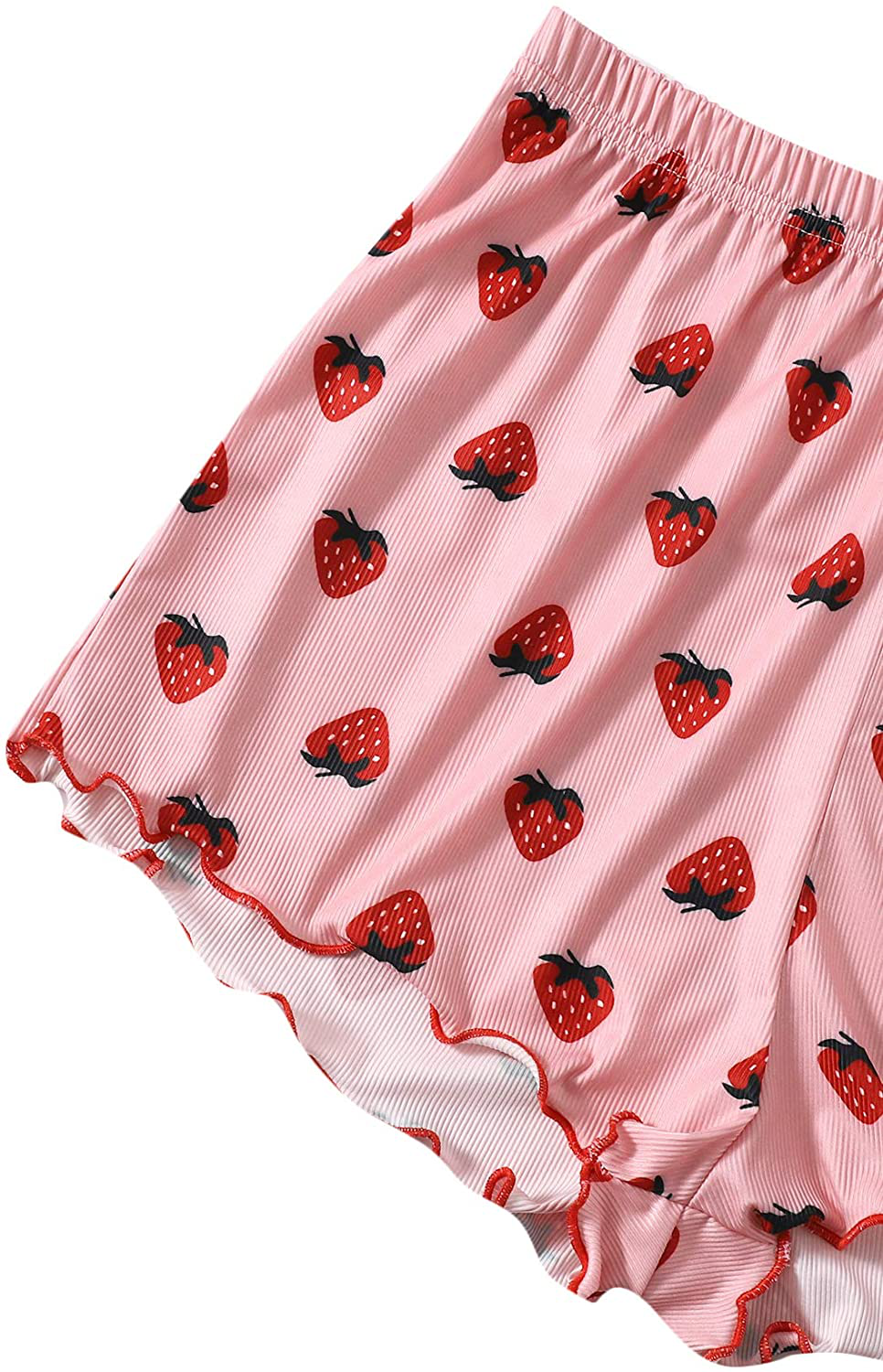 Sweatyrocks Women'S Summer Strawberry Print Cami Top and Shorts Sleepwear Pajamas Set Apparel & Accessories > Clothing > Sleepwear & Loungewear Kylie Max   