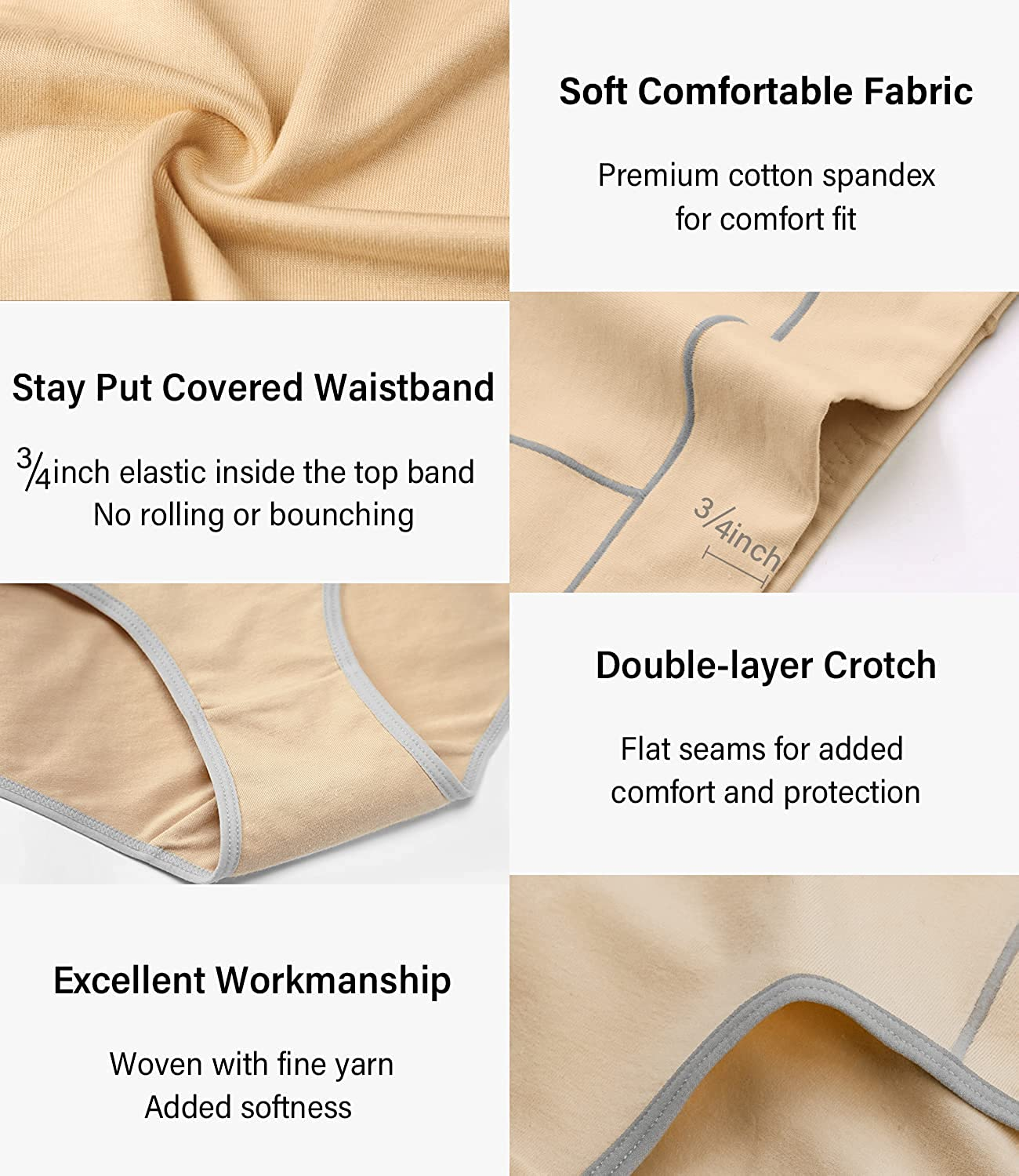Wirarpa Women'S Cotton Stretch Underwear Comfy Mid Waisted Briefs Ladies Breathable Panties Multipack Apparel & Accessories > Clothing > Underwear & Socks > Underwear KYLIE MAX   