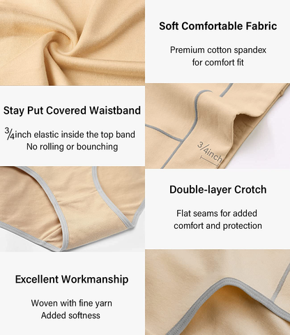Wirarpa Women'S Cotton Stretch Underwear Comfy Mid Waisted Briefs Ladies Breathable Panties Multipack Apparel & Accessories > Clothing > Underwear & Socks > Underwear KYLIE MAX   